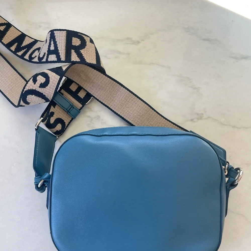 Stella McCartney Teal Crossbody Mini Camera Bag with Logo Strap - Picture 3 of 10